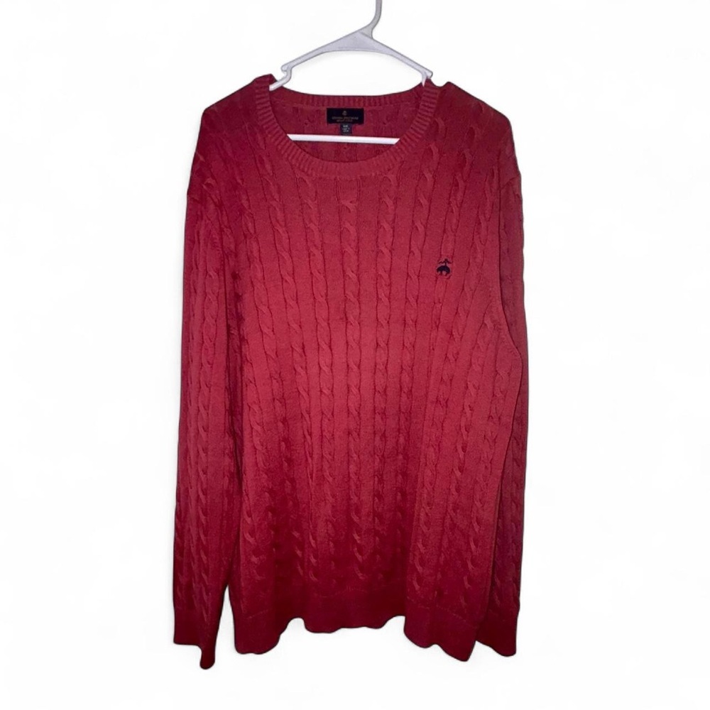 Brooks Brothers Men's Burgundy  Red Crewneck Sweater